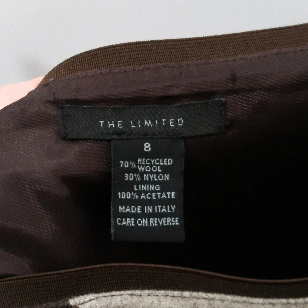 The Limited Womens Skirt 8 Wool Brown Tan Pencil‎ Patchwork Academia 90s Gilmore